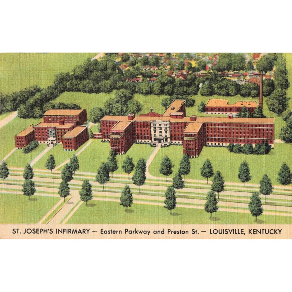Vintage St Josephs Infirmary Louisville Kentucky Linen Postcard 1957 Postmark - Picture 1 of 2